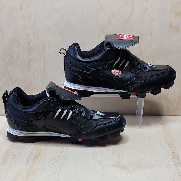 Rawlings Black and Red Baseball Cleats Shoes Men's Size 8 - Picture 2 of 7
